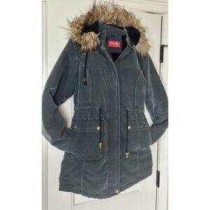 NYD 1984 Gray  Charcoal Utility Parka Jacket Faux Shearling Lined Size Small